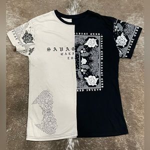 Fresh laundry Black Color Block Graphic Short Sleeve Size S
